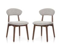 Kosmi Lot de 2 chaises Lina en Bois d'hévéa et Tissu chiné, rembourrées (Walnut+130)