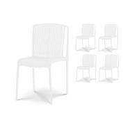 Lot de 4 chaises de Jardin ou Terrasse Blanches en Résine Polypropylène