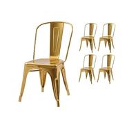 Kosmi Lot de 4 chaises Style Industriel en métal Couleur Or - Finition Brillant