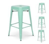 Kosmi - Lot de 4 Tabouret de Bar Vert Menthe Brillant Style Industriel - Hauteur 66cm