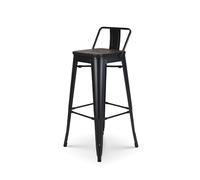 Kosmi New Tabouret de Bar en métal Noir Mat Style Industriel avec Dossier