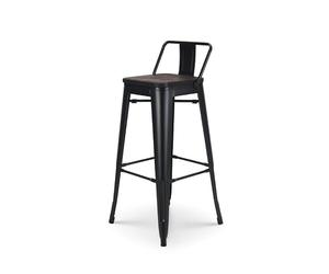 Kosmi New Tabouret de Bar en métal Noir Mat Style Industriel avec Dossier