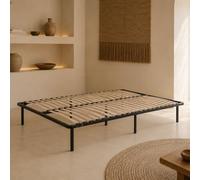 Kosmi Sommier à Lattes - Lattes Multiplis en Bois, Cadre Métal Renforcé, 7 Pieds de 20 cm, Sommier Kit Facile à Monter, Structure Acier Solide pour Matelas 2 Places (160x200)