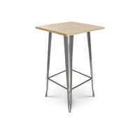 Kosmi Table de Bar Mange Debout Style Industriel en métal Brut et Plateau Bois Clair - 60x60 cm