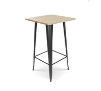Kosmi Table de Bar Mange Debout Style Industriel en métal Noir Mat et Plateau Bois Clair - 60x60 cm
