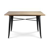 Kosmi Table Factory 120 x 80 cm en métal Noir Mat et Plateau en Bois Clair