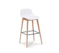 Kosmi Tabouret de Bar Blanc Style scandinave avec Pieds en Bois Naturel - Hauteur 76 cm