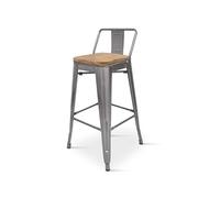 Chaise de bar interieur non empilable non pliable en bois H. 90 cm gris