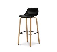 Kosmi Tabouret de Bar Noir Style scandinave avec Pieds Effet Bois en métal - Hauteur 76cm