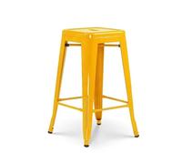 Kosmi Tabouret de Bar Style Industriel Jaune Brillant - Hauteur 66 cm