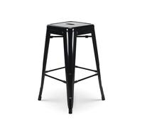 Kosmi Tabouret de Bar Style Industriel Noir Brillant - Hauteur 66 cm