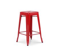 Kosmi Tabouret de Bar Style Industriel Rouge Brillant - Hauteur 66 cm