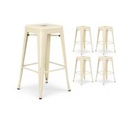 Kosmi Tabouret Design Industriel - Métal Beige Brillant - Cuisine, Bar, ilot Central (4)