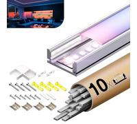 KOSOOM Profile Alu pour Ruban LED 10 x 2 m, avec couvercle en PC mat Profilé dimensions 17,4 mm x 7 mm prend en charge les bandes LED d'une largeur inférieure ou égale à 12,4 mm