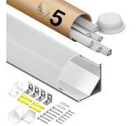 KOSOOM Profilé LED 45 degrés pour bandes LED, 2 m x 5 pièces 10 m, dimensions 15,8 mm x 15,8 mm, pour bandes LED d'une largeur inférieure à 10 mm, avec accessoires de montage