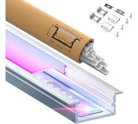KOSOOM Profilé LED adapté aux bandes LED, 2 m x 5 pièces de 10 m, taille 19,7 mm x 10 mm, ailes de 26,7 mm, pour bandes d'une largeur inférieure à 15,5 mm, avec accessoires de montage
