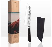 KOTAI | Couteau de Chef Santoku Bunka avec Saya et boîte en Bambou | Lame 17 cm | Couteau de Cuisine | Martelé et Aiguisé à la Main | Acier Inoxydable Japonais 440C Ultra-Tranchant