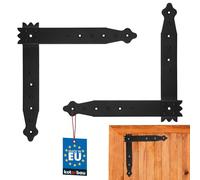 KOTARBAU® 1 paire d'équerres de construction - 250 x 250 x 35 mm - Équerres de construction - Équerre d'angle plate - Revêtement par poudre - Noir - Connecteur en bois
