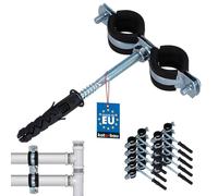 KOTARBAU® 10 pces. Collier de Serrage Tuyau - Acier Galvanisé - 1/2" - Double - Fixation pour Tube - Collier de Fixation - avec Joint en Caoutchouc - avec Chevilles - Noir Argenté