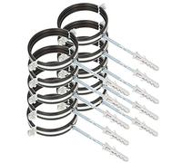KOTARBAU® 10 pces. Collier de Serrage Tuyau - Acier Galvanisé - 4" - Fixation pour Tube - Collier de Fixation - avec Joint en Caoutchouc - avec Chevilles - Noir Argenté