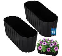 KOTARBAU® 2 pcs Jardinière Exterieur - Plastique - 40 x 13 x 13 cm - Anthracite - Pot De Fleur Exterieur - Jardiniere Balcon - Rustique - Rectangulaire - Grand Cache-Pot