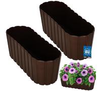 KOTARBAU® 2 pcs Jardinière Exterieur - Plastique - 40 x 13 x 13 cm - Brun - Pot De Fleur Exterieur - Jardiniere Balcon - Rustique - Rectangulaire - Grand Cache-Pot