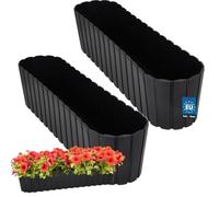 KOTARBAU® 2 pcs Jardinière Exterieur - Plastique - 60 x 14 x 13cm - Anthracite - Pot De Fleur Exterieur - Jardiniere Balcon - Rustique - Rectangulaire - Grand Cache-Pot