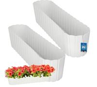 KOTARBAU® 2 pcs Jardinière Exterieur - Plastique - 60 x 14 x 13cm - Blanc - Pot De Fleur Exterieur - Jardiniere Balcon - Rustique - Rectangulaire - Grand Cache-Pot