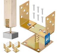 KOTARBAU® 2 pcs Support de Poteau Bois - Pied Réglable - 0-160 mm - à Visser - Acier Galvanisé - Pied de Poteau Réglable - Or