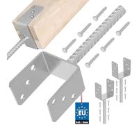 KOTARBAU® 2 pcs Support Poteau à Sceller - Acier Galvanisé - 101 mm - Argent - Pied de Poteau Bois - avec Ancrage Béton - Embase Robuste pour Clôture Jardin Terrasse