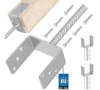KOTARBAU® 2 pcs Support Poteau à Sceller - Acier Galvanisé - 121 mm - Argent - Pied de Poteau Bois - avec Ancrage Béton - Embase Robuste pour Clôture Jardin Terrasse