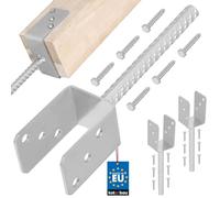 KOTARBAU® 2 pcs Support Poteau à Sceller - Acier Galvanisé - 61 mm - Argent - Pied de Poteau Bois - avec Ancrage Béton - Embase Robuste pour Clôture Jardin Terrasse