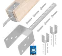 KOTARBAU® 2 pcs Support Poteau à Sceller - Acier Galvanisé - 71 mm - Argent - Pied de Poteau Bois - avec Ancrage Béton - Embase Robuste pour Clôture Jardin Terrasse