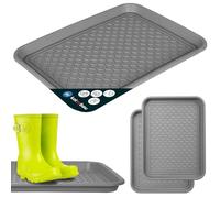 KOTARBAU® 2 Pièces Bac à Chaussures - Bac D'égouttement pour Chaussures - Plastique - 38 x 50 cm - Gris - Imperméable - pour Couloir - Plateau Égouttoir à Bord Surélevé