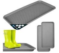KOTARBAU® 2 Pièces Bac à Chaussures - Bac D'égouttement pour Chaussures - Plastique - 38 x 76 cm - Gris - Imperméable - pour Couloir - Plateau Égouttoir à Bord Surélevé