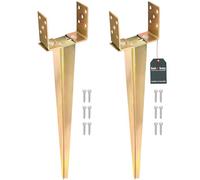 KOTARBAU® 2 Pièces Support de Poteau Réglable - 0-160 mm - Acier Galvanisé - 70 cm - Doré - Support Poteau a Enfoncer - Ancrage Balancoire - Ancre a Enfoncer - pour Poteaux Bois