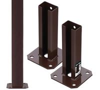 KOTARBAU® 2 Pièces Support Poteau - pour Clôture - à Visser - Pied de Poteau - Acier Revêtu par Poudre - 60 x 40 mm - Marron - Fixation Robuste