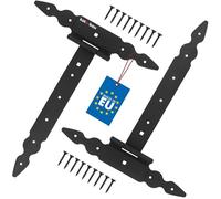 KOTARBAU® 2 x Charnière en T de 300 mm en Acier Noir | Charniere Porte Lourde | Penture | Charniere Portail | Charnière Porte Lourde | Penture Volet Bois | Charnieres | Charniere Noir | Charnières