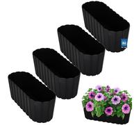KOTARBAU® 4 pcs Jardinière Exterieur - Plastique - 40 x 13 x 13 cm - Anthracite - Pot De Fleur Exterieur - Jardiniere Balcon - Rustique - Rectangulaire - Grand Cache-Pot