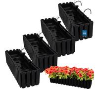 KOTARBAU® 4 pcs Pot de Fleur Jardiniere de Balcon Plastique 58 x 18 x 16 cm Anthracite Jardinieres Exterieur Système D'Arrosage Jardinière Suspendue