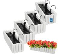 KOTARBAU® 4 pcs Pot de Fleur Jardiniere de Balcon Plastique 58 x 18 x 16 cm Blanc Jardinieres Exterieur Système D'Arrosage Jardinière Suspendue