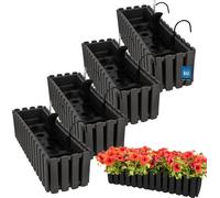 KOTARBAU® 4 pcs Pot de Fleur Jardiniere de Balcon Plastique 58 x 18 x 16 cm Gris Jardinieres Exterieur Système D'Arrosage Jardinière Suspendue