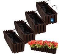 KOTARBAU® 4 pcs Pot de Fleur Jardiniere de Balcon Plastique 58 x 18 x 16 cm Marron Jardinieres Exterieur Système D'Arrosage Jardinière Suspendue