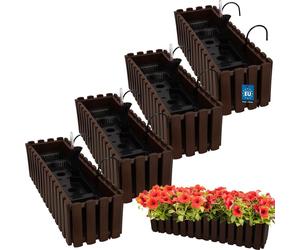 KOTARBAU® 4 pcs Pot de Fleur Jardiniere de Balcon Plastique 58 x 18 x 16 cm Marron Jardinieres Exterieur Système D'Arrosage Jardinière Suspendue