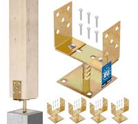 KOTARBAU® 4 pcs Support de Poteau Bois - Pied Réglable - 0-160 mm - à Visser - Acier Galvanisé - Pied de Poteau Réglable - Or
