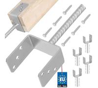 KOTARBAU® 4 pcs Support Poteau à Sceller - Acier Galvanisé - 121 mm - Argent - Pied de Poteau Bois - avec Ancrage Béton - Embase Robuste pour Clôture Jardin Terrasse