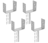 KOTARBAU® 4 pcs Support Poteau à Sceller - Acier Galvanisé - 141 mm - Argent - Pied de Poteau Bois - avec Ancrage Béton - Embase Robuste pour Clôture Jardin Terrasse