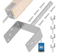 KOTARBAU® 4 pcs Support Poteau à Sceller - Acier Galvanisé - 151 mm - Argent - Pied de Poteau Bois - avec Ancrage Béton - Embase Robuste pour Clôture Jardin Terrasse