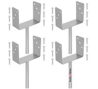 KOTARBAU® 4 pcs Support Poteau à Sceller - Acier Galvanisé - 161 mm - Argent - Pied de Poteau Bois - avec Ancrage Béton - Embase Robuste pour Clôture Jardin Terrasse
