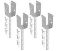 KOTARBAU® 4 pcs Support Poteau à Sceller - Acier Galvanisé - 51 mm - Argent - Pied de Poteau Bois - avec Ancrage Béton - Embase Robuste pour Clôture Jardin Terrasse